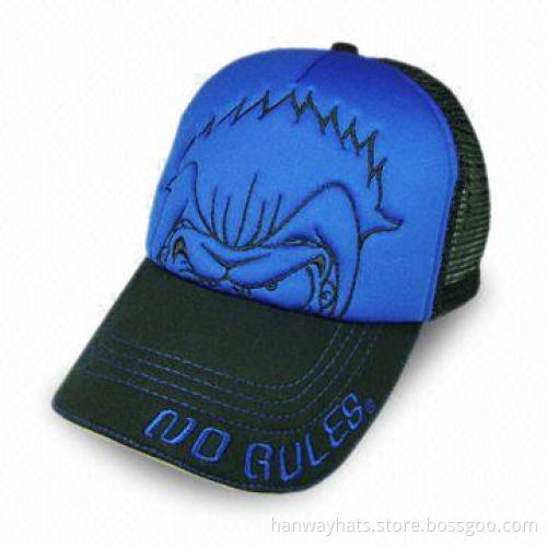 2012 New Style Children 5-panel Jersey and Mesh Fashion Truckers Cap with Embroidery Trim